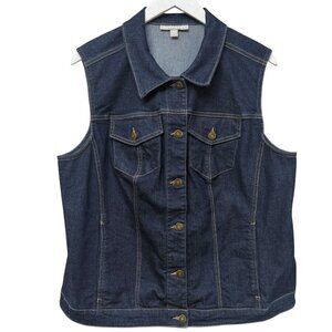 Woman Within Denim Vest Womens Plus Size 18W Blue Jean Jacket Western